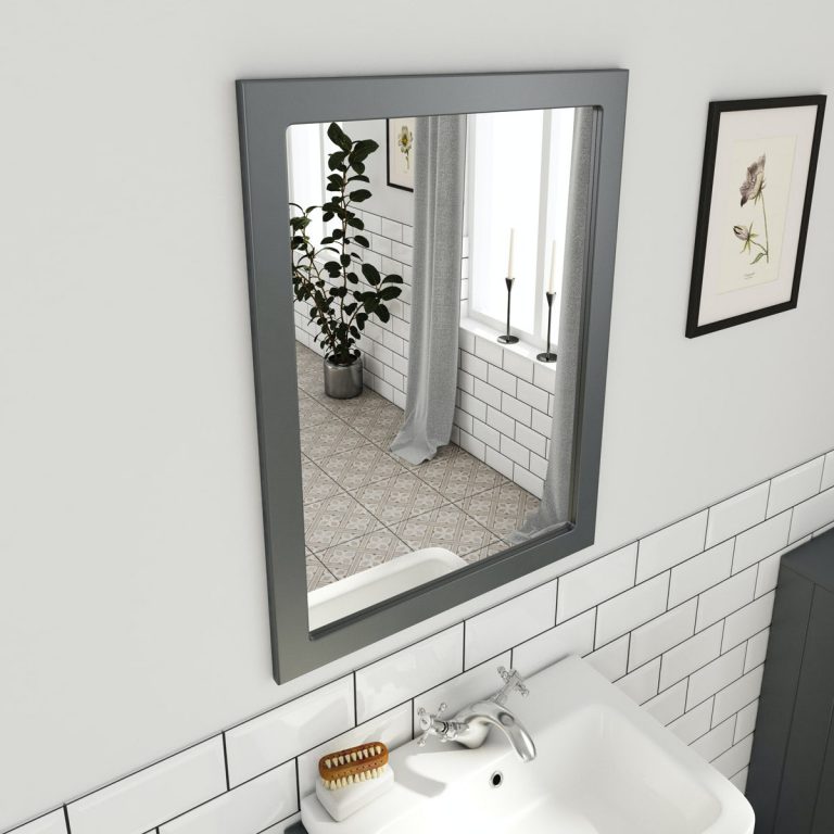 Orchard Dulwich stone grey bathroom mirror 800 x 600mm