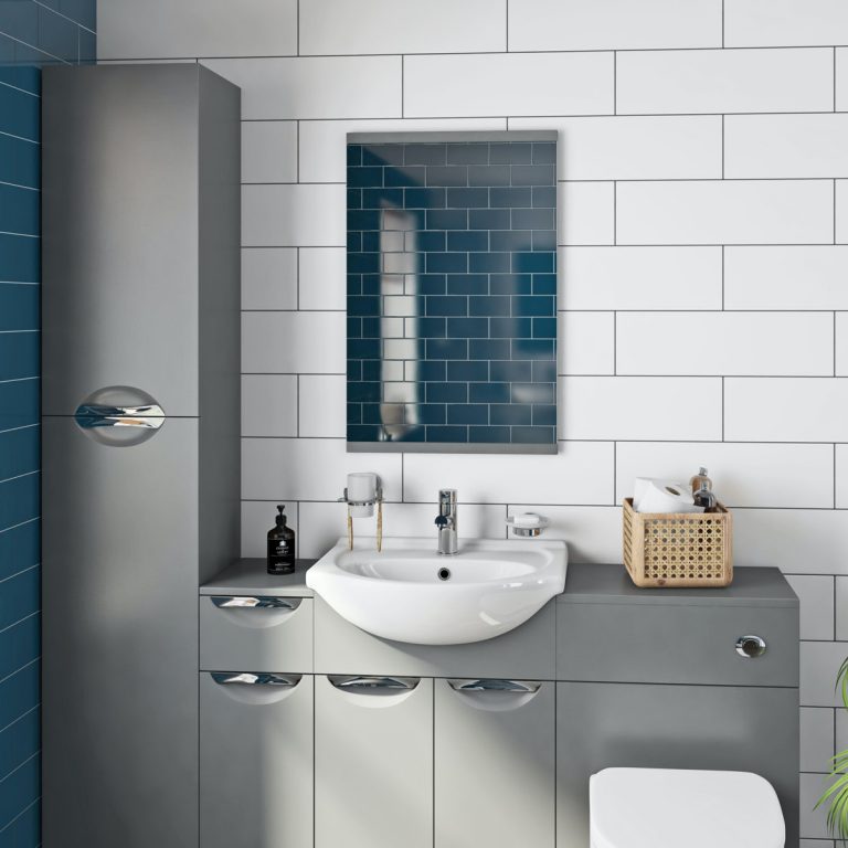 Orchard Elsdon stone grey bathroom mirror 750 x 500mm