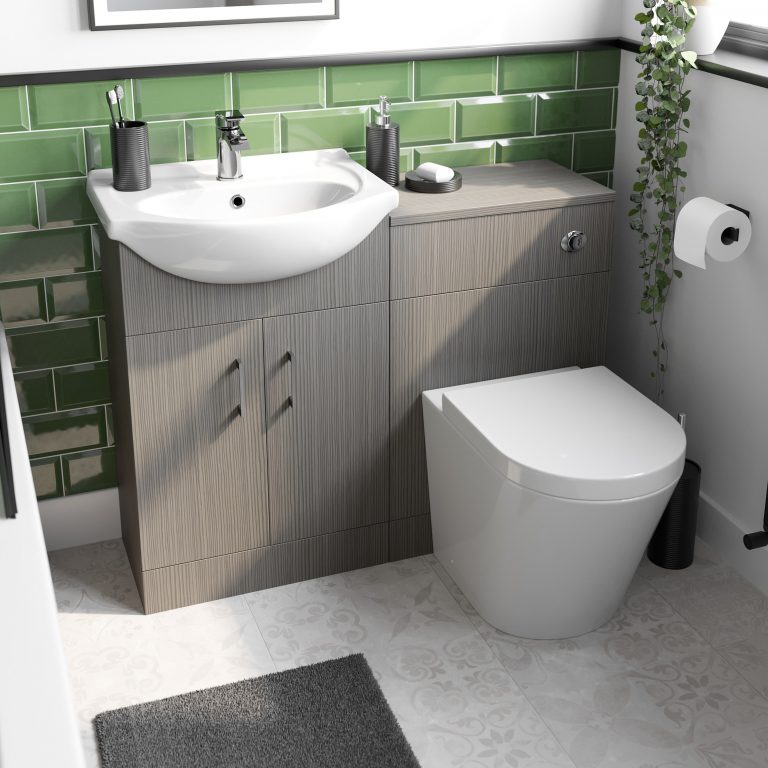 Orchard Lea avola grey furniture combination and Contemporary back to wall toilet with seat