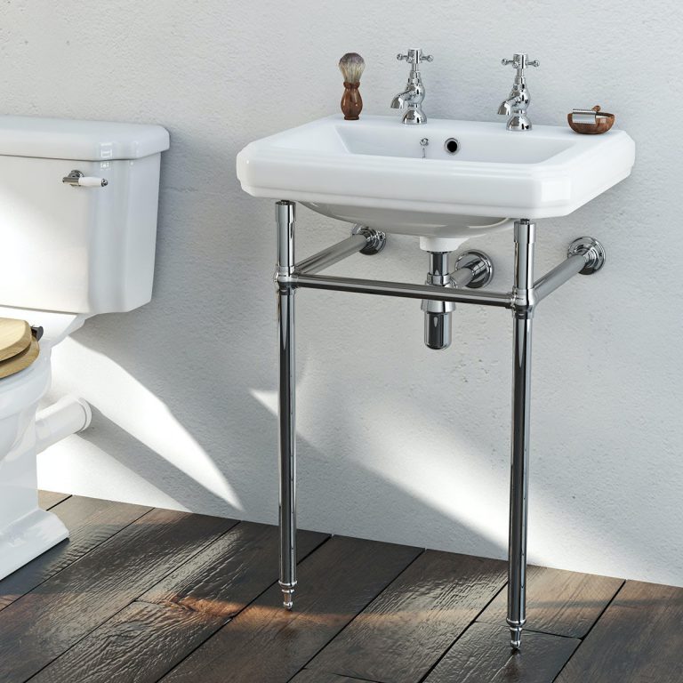Orchard Traditional washstand with Dulwich 2 tap hole basin 615mm