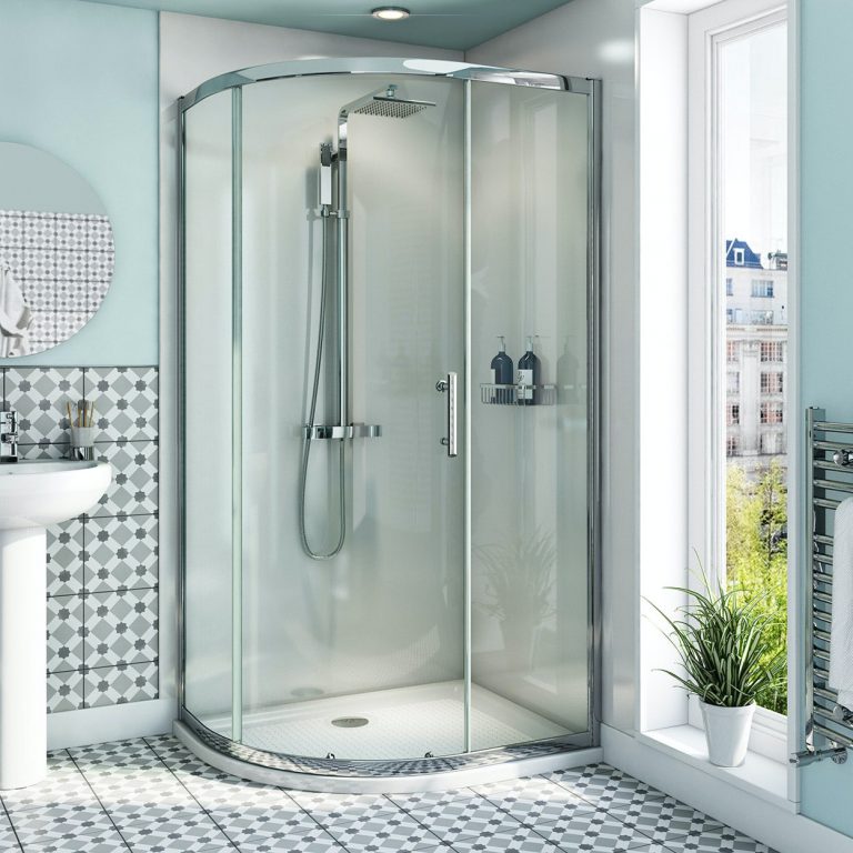 Orchard 6mm left handed offset quadrant shower enclosure with anti-slip shower tray 1000 x 800