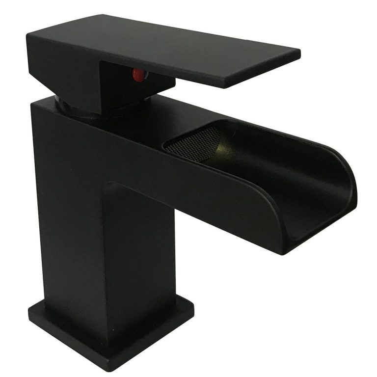 Orchard Derwent black waterfall basin mixer tap with waste